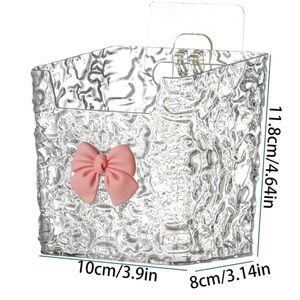 NIB 1pc wall mounted storage container with pink bow